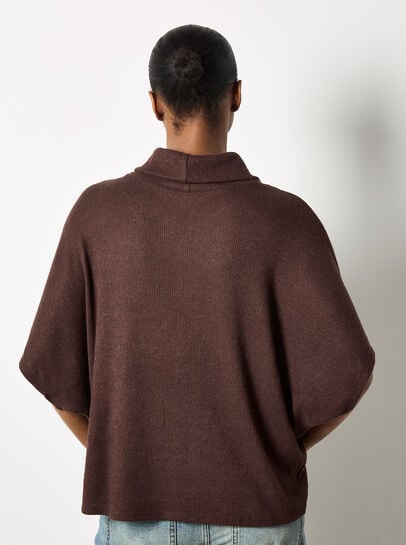 Roll Neck Ribbed Cape