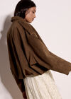 Suede Bubble Hem Batwing Jacket, Brown, large