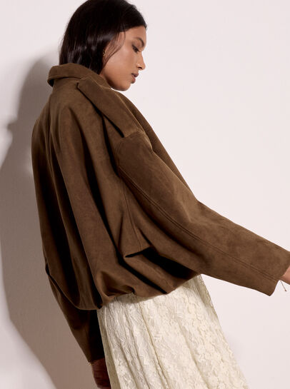 Suede Bubble Hem Batwing Jacket