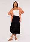 Broderie Anglaise Midi Skirt, Black, large