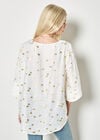 Gold Foil Fan Print Oversized Top, White, large