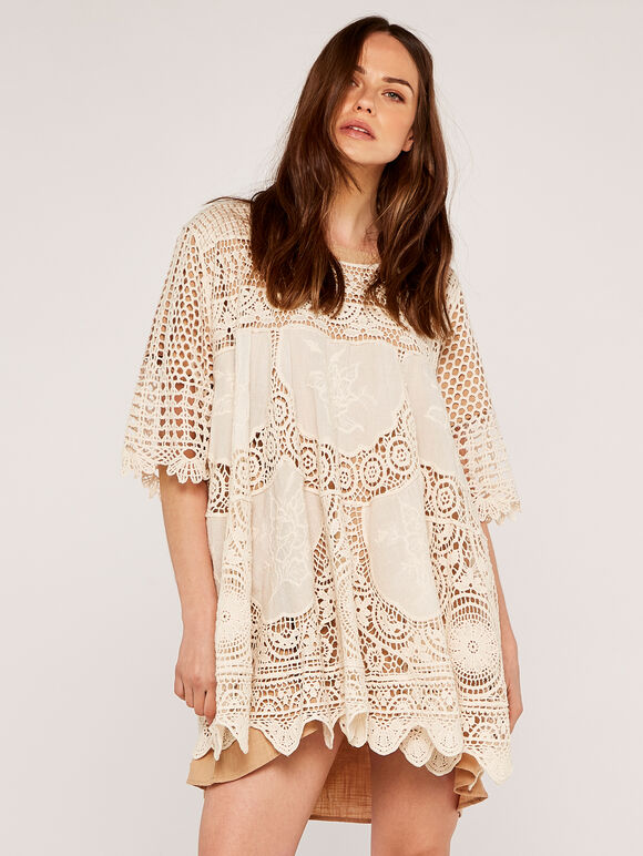Lace Cover Up, Stone, large