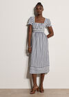 Stripe Milkmaid Midaxi Dress, Navy, large
