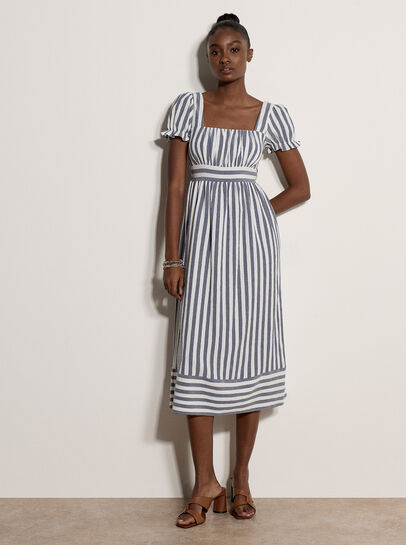Stripe Milkmaid Midaxi Dress