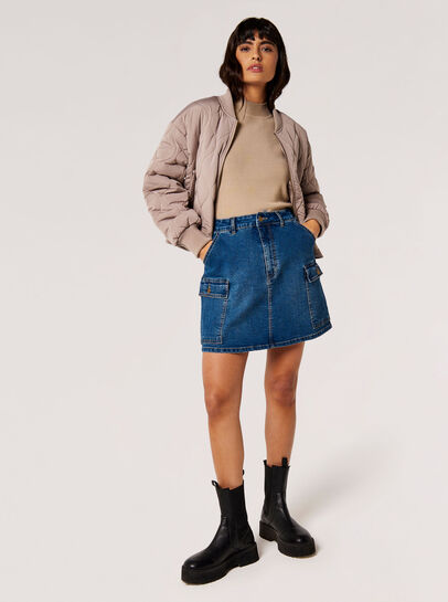 Denim Cargo Mini Skirt