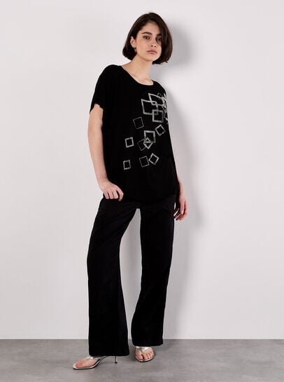 Scattered Squares Rhinestone T-Shirt