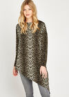 Brown Leopard Asymmetric Hem Top, Brown, large