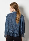 Textured Cotton Floral Crochet Blouse, Navy, large