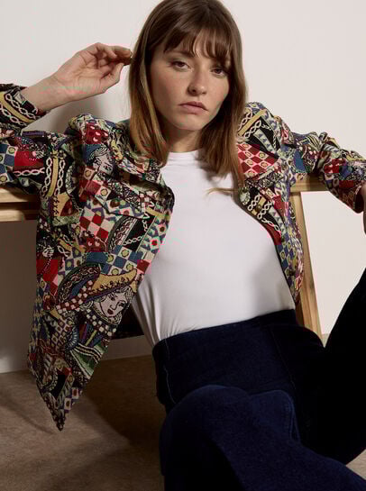 Colourful Card Tapestry Jacket