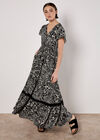 Paisley Print Maxi Dress, Black, large