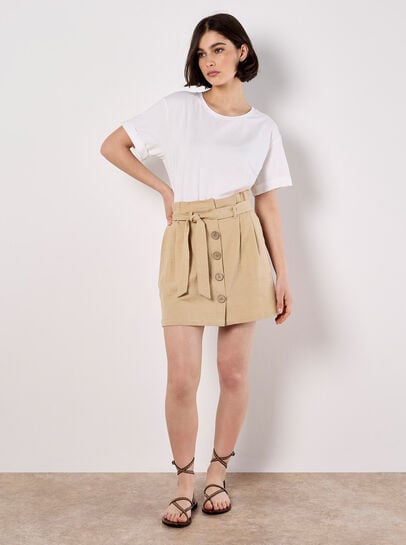 Paper Bag Button-Down Mini Skirt