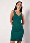 Ribbed Knit Bodycon Midi Dress, Green, large
