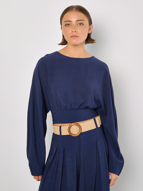 Split Back Crop Top, Navy, large