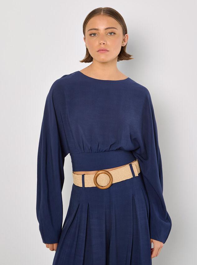 Split Back Crop Top, Navy, large