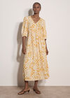 Tapestry Ikat Midi Dress, Mustard, large