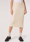 Aran Cable Knitted Midi Skirt, Stone, large