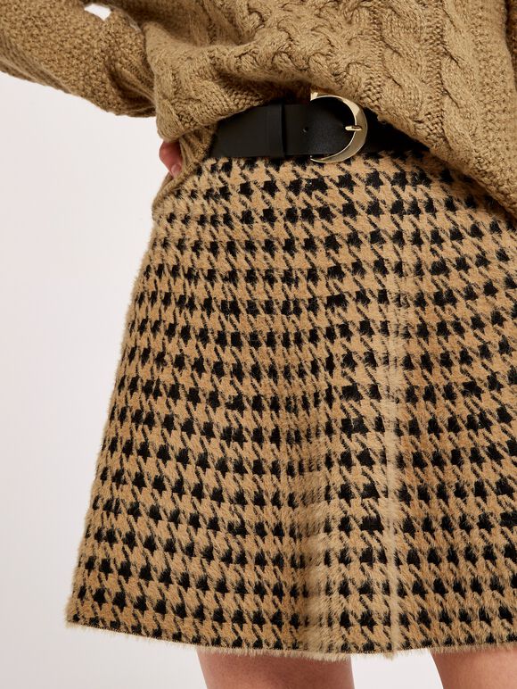 Dogtooth Mini Skirt, Stone, large