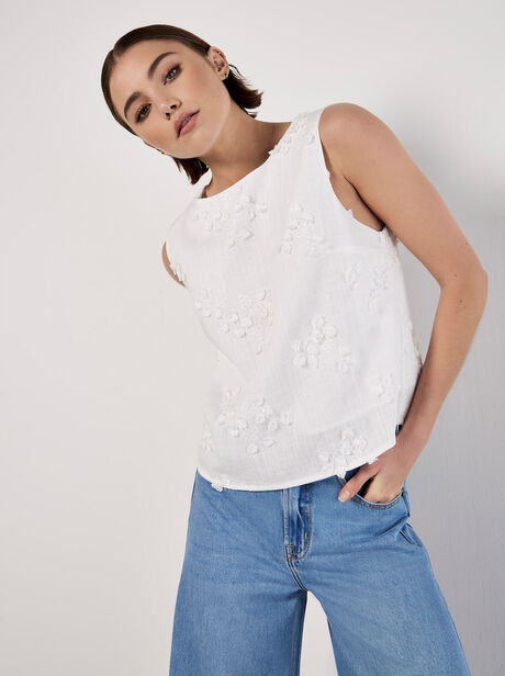 Floral Embroidered Shell Top