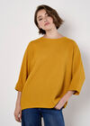 Waffle Knit Batwing Top, Mustard, large