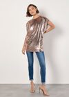 Sequin Cocoon Top, Brown, large