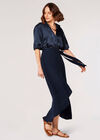 Ruffle Wrap Maxi Skirt, Navy, large