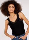 Stretch Lace Cami Top, Black, large