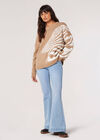 Fuzzy Zebra Stripe Oversized Jumper, Stone, large