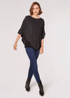 Asymmetric Sparkle Cape Top, Black, large
