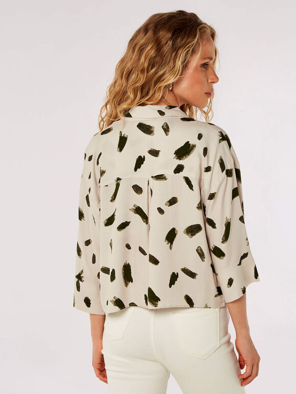 Paint Stroke Print Utility Shirt, Stone, large