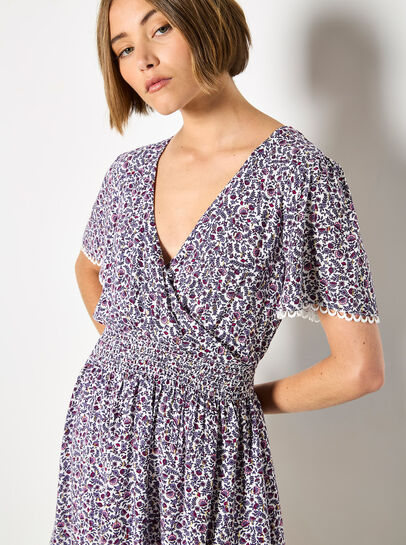 Ditsy Floral Gold Foil Mini Dress