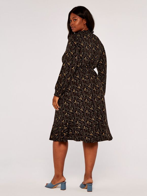 Curve Flower Stem Dress, Yellow, large