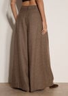 Herringbone Tweed Wide-Leg Trousers, Brown, large