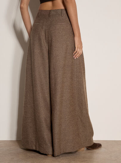 Herringbone Tweed Wide-Leg Trousers