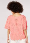 Embroidered Cotton Top, Pink, large