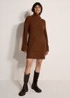 Boucle Knit Fisherman Jumper Mini Dress, Rust, large