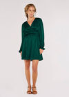 Floral Jacquard Wrap Dress, Green, large