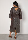 Curve Chevron Mirror Sequin Midi Dress, Brown, large
