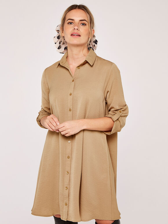 Robe trapèze chemise, pierre, grande