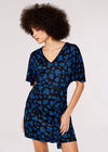 Animal Print Mini Dress, Blue, large