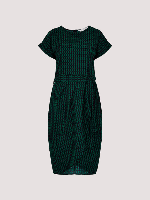 Mini-robe portefeuille à imprimé ovale, Vert, grand
