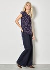 Ditsy Floral Lightweight Top, Navy, large