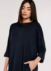 Ribbed Cocoon Mini Dress, Navy, large
