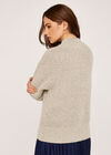 Cable Knit Mock Neck Jumper, Stone, large