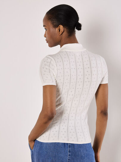 Pointelle Knit Polo T-Shirt