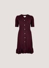 Ribbed Knit Fit And Flare Mini Dress, Burgundy, large