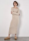 Cable Knit Cropped Jumper, Stone, large