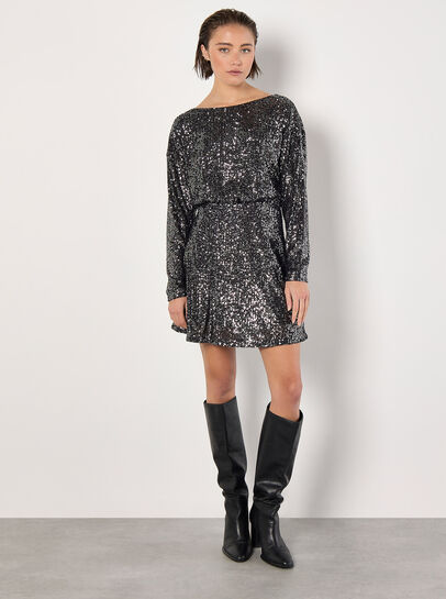 Cowl Back Sequin Mini Dress