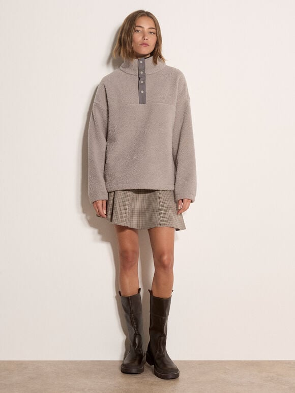 Soft Borg Fleece Jumper, Grey, large