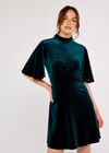 Velvet Flare Mini Dress, Green, large