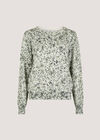 Fine Knit Silhouette Floral Jumper, Mint, large